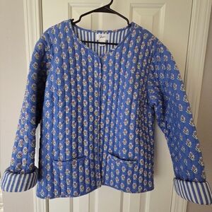 Blue Floral Quilted Jacket
